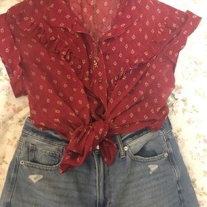 rustic vintage red blouse